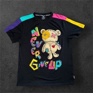 Switch Remarkable T Shirt Women Black Never Give Up Voodoo Bear Graphic Multi